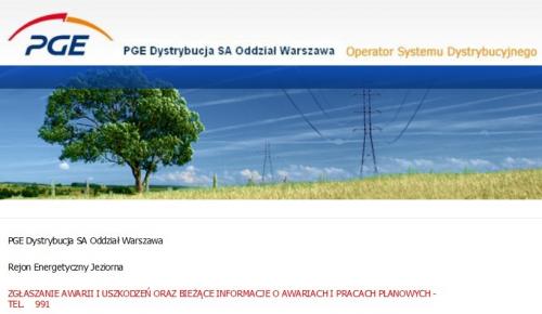 PGE Dystrybucja - planowane przerwy w dostawie energii elektrycznej