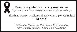 Kondolencje dla p. Krzysztofa Pietrzykowskiego