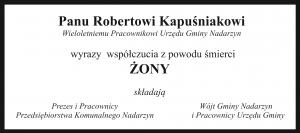Kondolencje dla p. Roberta Kapuśniaka