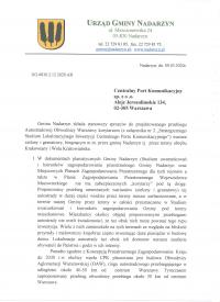 Trasa S10 - stanowisko Gminy Nadarzyn