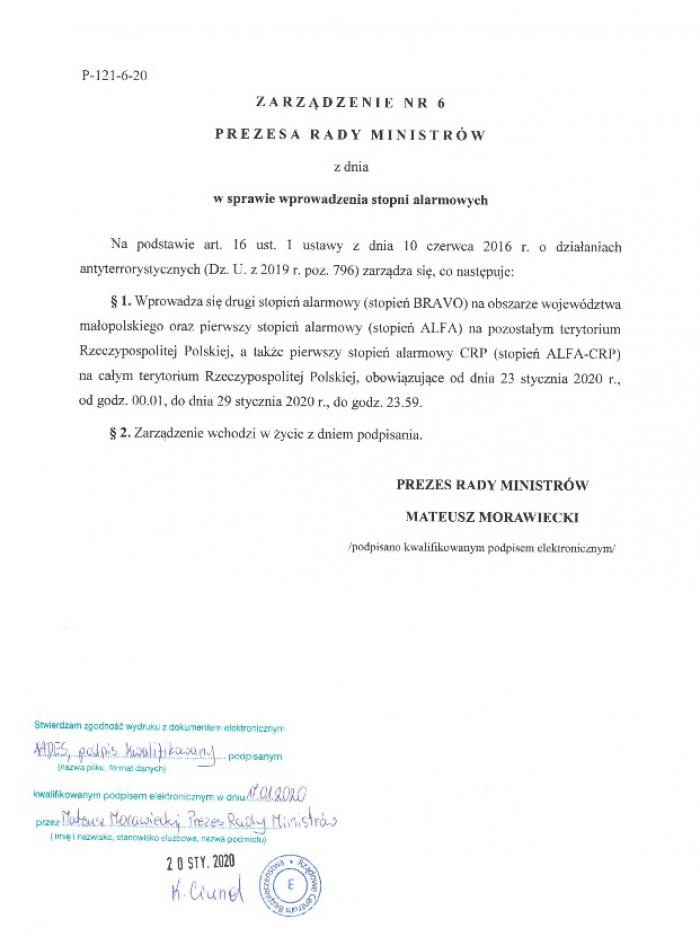 Wprowadzenie stopni alarmowych