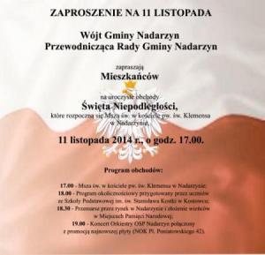 ZAPROSZENIE NA 11 LISTOPADA